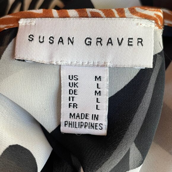 Susan Graver Animal Print Chiffon Scarf Top Size M - Picture 5 of 6